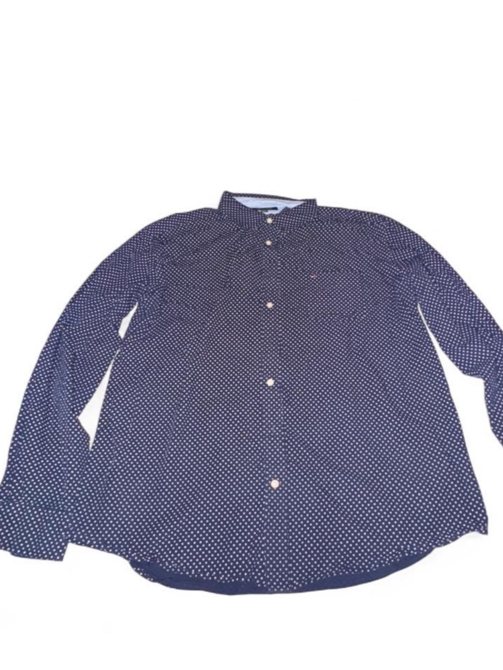 Tommy Hilfiger Navy Blue Polka Dot Button-Up Shirt • Men’s XXL Classic Fit